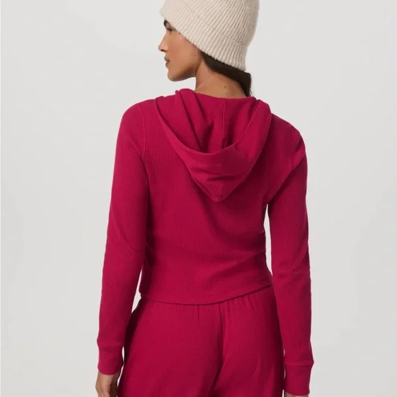 Vuori Waffle Zip Hoodie in Strawberry - Picture 2 of 3